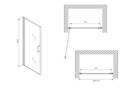 Душевая дверь ABBER Sonnenstrand AG04090 90 см схема 2