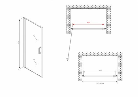 Душевая дверь ABBER Sonnenstrand AG04100 100 см схема 2