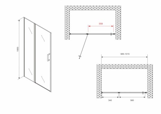 Душевая дверь ABBER Sonnenstrand AG04100BS 100 см схема 2