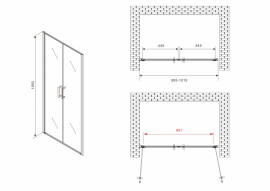 Душевая дверь ABBER Sonnenstrand AG04100C 100 см схема 2