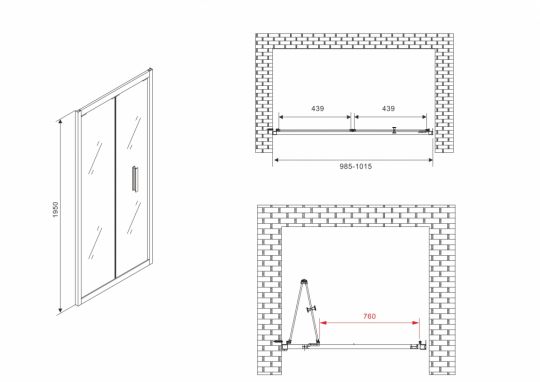 Душевая дверь ABBER Sonnenstrand AG07100B 100 см схема 2