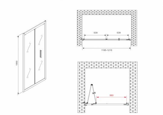 Душевая дверь ABBER Sonnenstrand AG07120B 120 см схема 2 Душевая дверь ABBER Sonnenstrand AG07120B 120 см схема 2