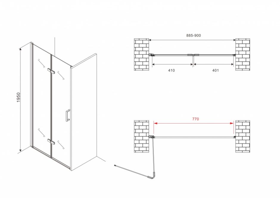 Душевая дверь ABBER Zart AG08090P 90 см ФОТО