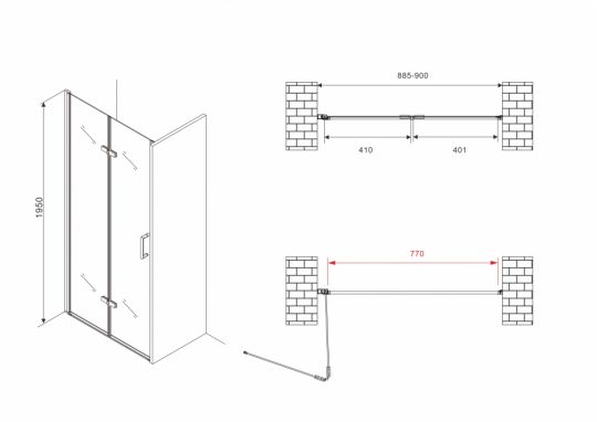 Душевая дверь ABBER Zart AG08090P 90 см схема 2