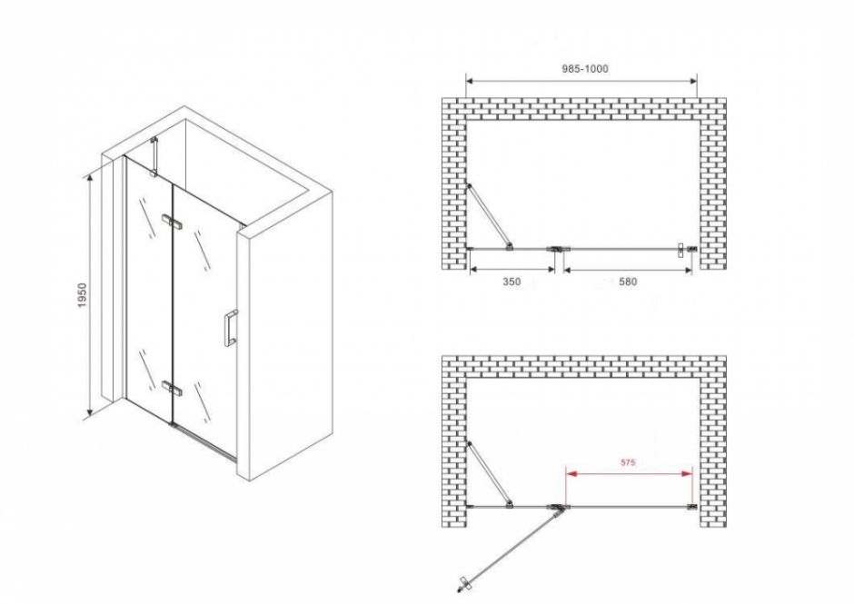 Душевая дверь ABBER Zart AG08100B 100 см ФОТО