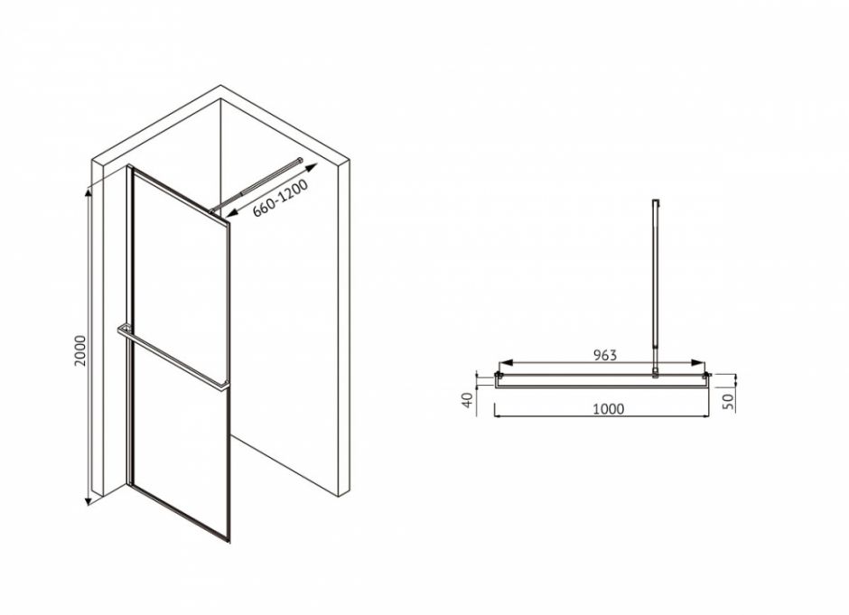 Душевая перегородка ABBER Immer Offen AG60100B ФОТО