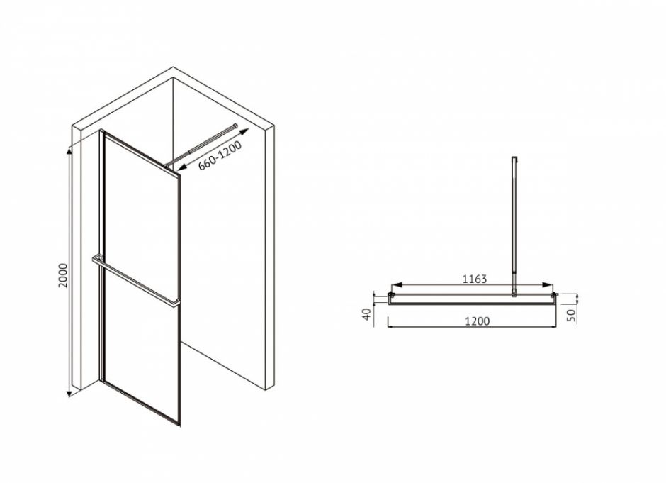 Душевая перегородка ABBER Immer Offen AG60120B ФОТО