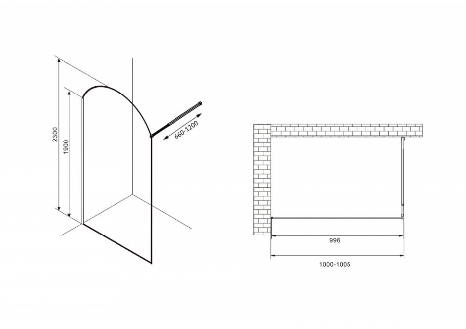 Душевая перегородка ABBER Immer Offen AG64100BN ФОТО