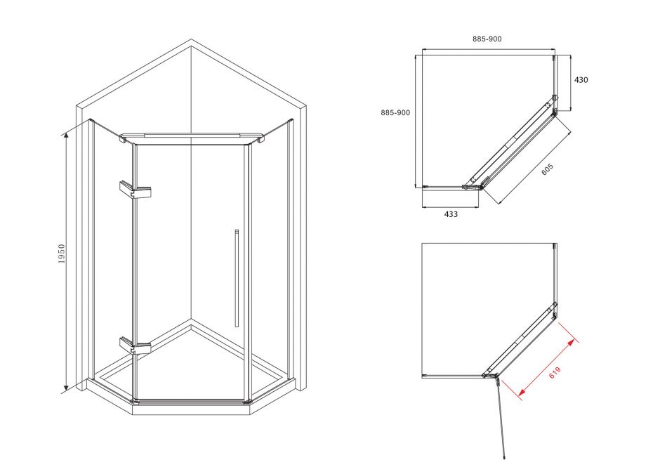 Душевой уголок ABBER Ewiges Wasser AG05090B 90х90 см ФОТО
