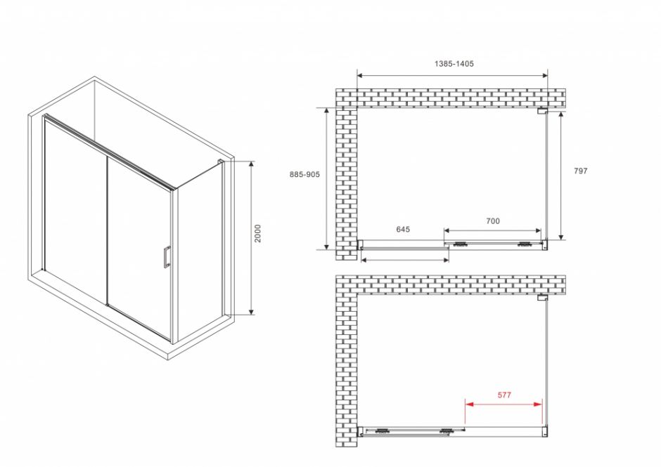 Душевой уголок ABBER Komfort AG93140B-S92B 140х90 см ФОТО