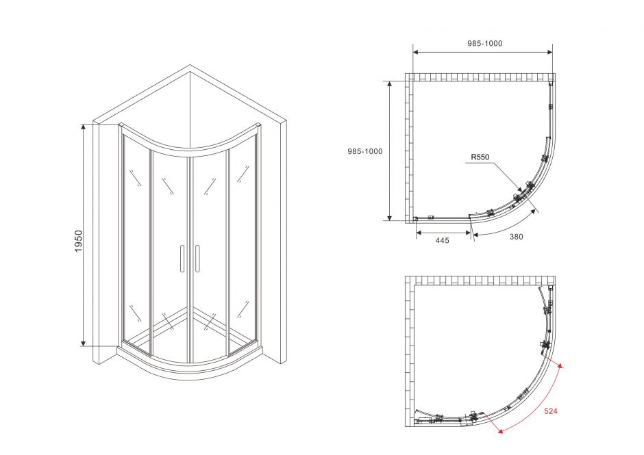 Душевой уголок ABBER Schwarzer Diamant AG01100M 100х100 см ФОТО