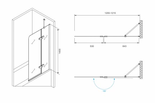 Шторка на ванну ABBER Ewiges Wasser AG51120 схема 2