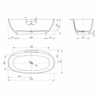 Ванна из искусственного камня ABBER Stein AS9631 белая матовая схема 2 Ванна из искусственного камня ABBER Stein AS9631 белая матовая схема 2