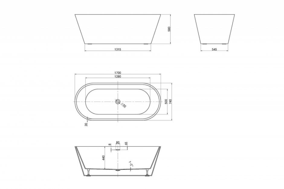 Акриловая ванна ABBER AB9268-1.7 белая ФОТО