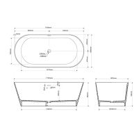 Ванна из искусственного камня ABBER Stein AS9605 белая матовая схема 2 Ванна из искусственного камня ABBER Stein AS9605 белая матовая схема 2