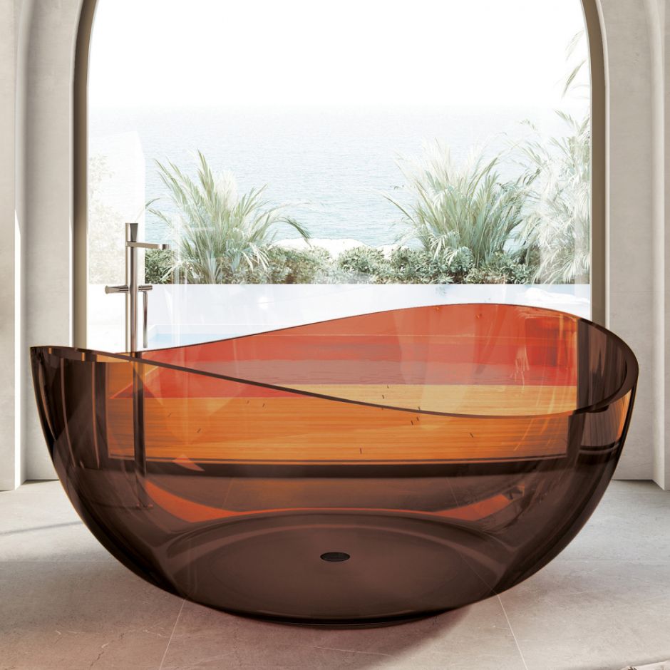 Изображение Прозрачная ванна ABBER Kristall AT9705Opal коричневая