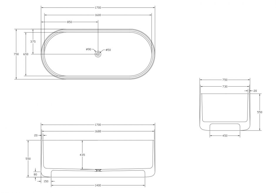 Прозрачная ванна ABBER Kristall AT9708Aquamarin бирюзовая ФОТО