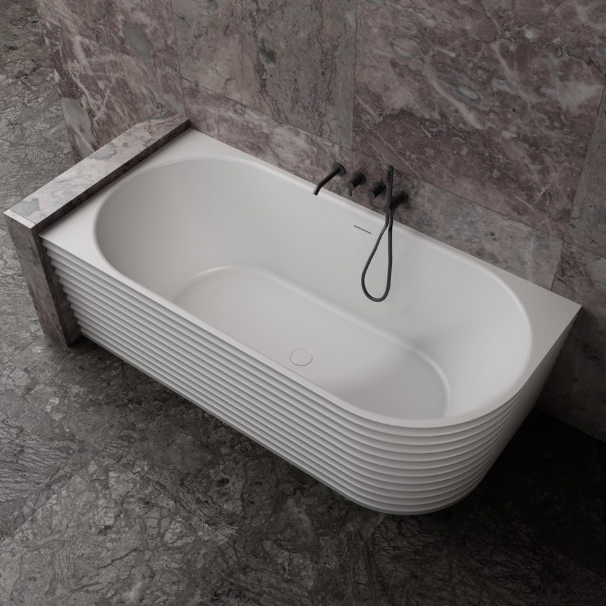 Изображение Ванна из искусственного камня ABBER Stein AS9651 L белая матовая