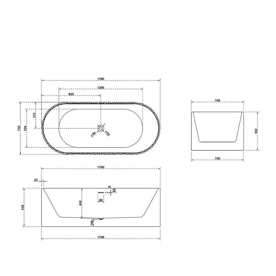 Ванна из искусственного камня ABBER Stein AS9653 белая матовая ФОТО