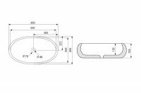 Раковина накладная ABBER Bequem AC2102MW белая матовая схема 2 Раковина накладная ABBER Bequem AC2102MW белая матовая схема 2