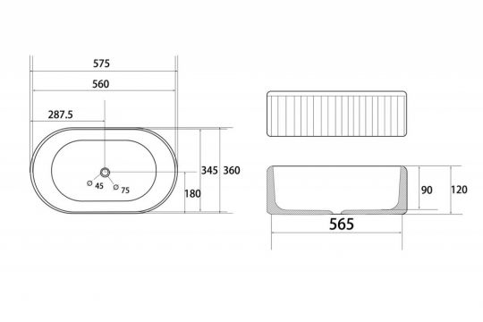 Раковина накладная ABBER Bequem AC2116MB черная матовая схема 2 Раковина накладная ABBER Bequem AC2116MB черная матовая схема 2