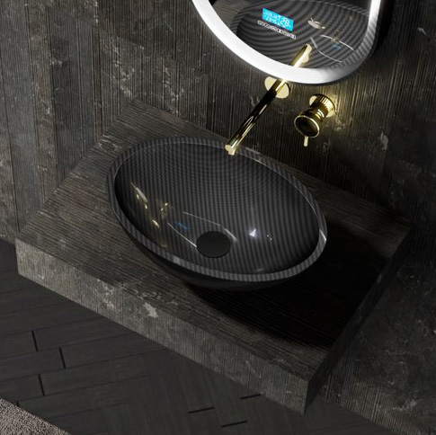 Изображение Раковина накладная карбоновая ABBER Karbon AK2042 черная