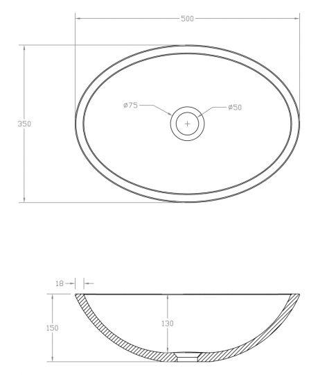 Раковина накладная карбоновая ABBER Karbon AK2042 черная схема 2