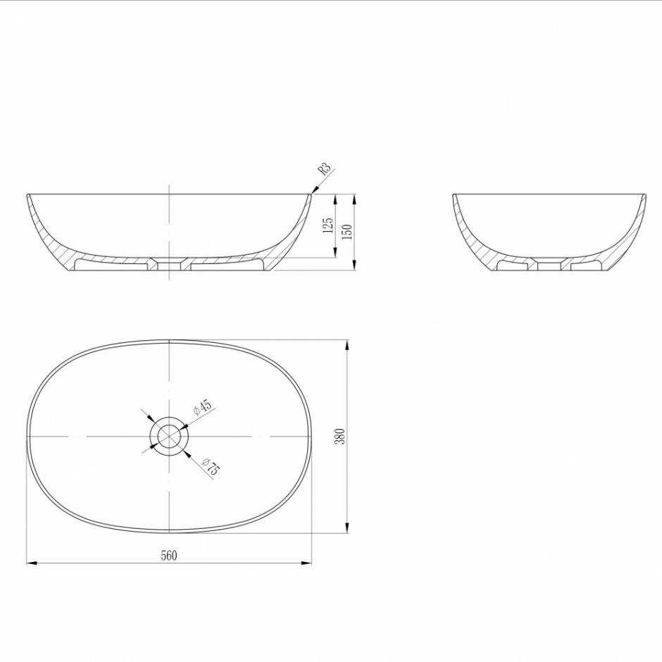 Раковина накладная ABBER Stein AS2636 белая матовая ФОТО