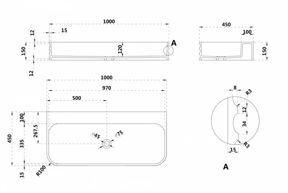 Раковина подвесная ABBER Stein AS2651-1.0 белая матовая ФОТО