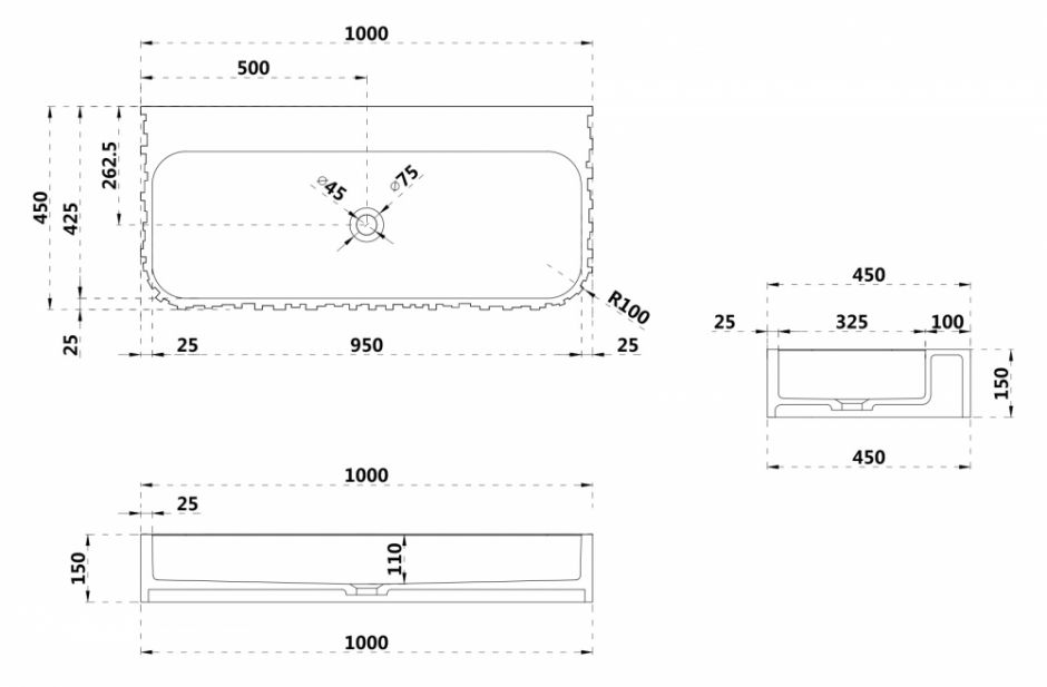 Раковина подвесная ABBER Stein AS2652-1.0 белая матовая ФОТО
