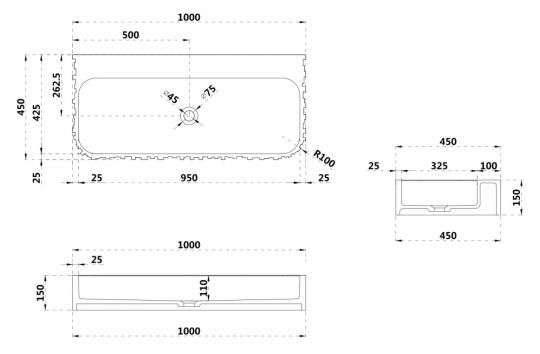 Раковина подвесная ABBER Stein AS2652-1.0 белая матовая схема 2