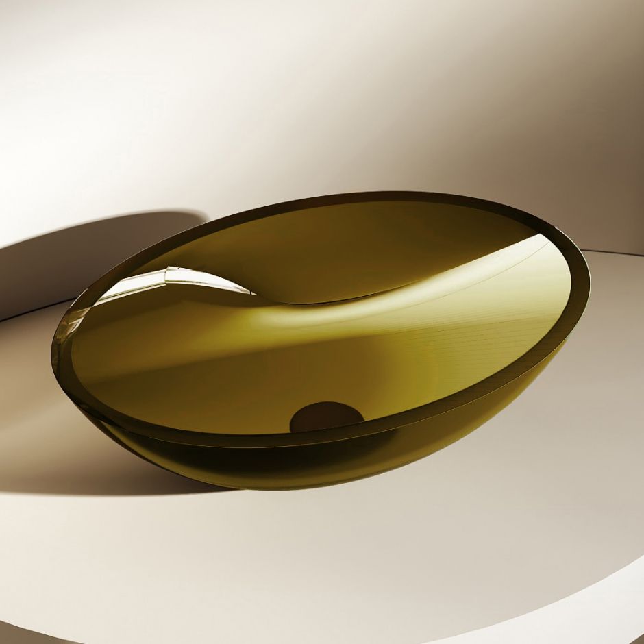 Изображение Раковина накладная прозрачная ABBER Kristall AT2802Vesuvian оливковая