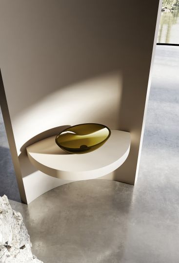 Раковина накладная прозрачная ABBER Kristall AT2802Vesuvian оливковая схема 3