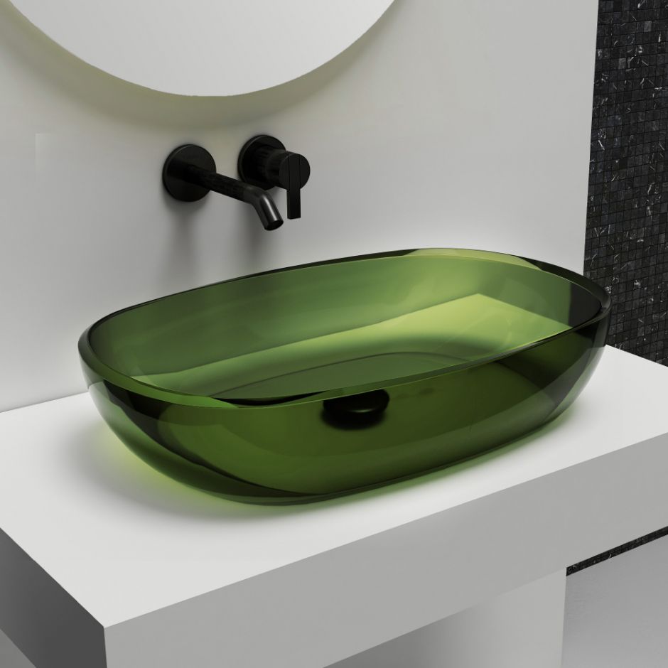 Изображение Раковина накладная прозрачная ABBER Kristall AT2805Emerald зеленая