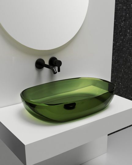 Раковина накладная прозрачная ABBER Kristall AT2805Emerald зеленая схема 3