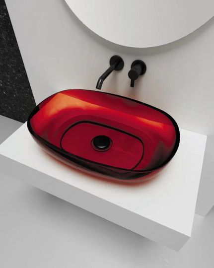 Раковина накладная прозрачная ABBER Kristall AT2805Rubin красная схема 4 Раковина накладная прозрачная ABBER Kristall AT2805Rubin красная схема 4