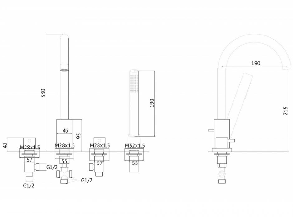 Смеситель ABBER Wasser Kreis AF8113NG на борт ванны, никель ФОТО