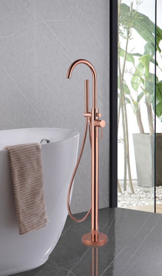 Смеситель ABBER Wasser Kreis AF8115RGN напольный для ванны, розовое золото ФОТО