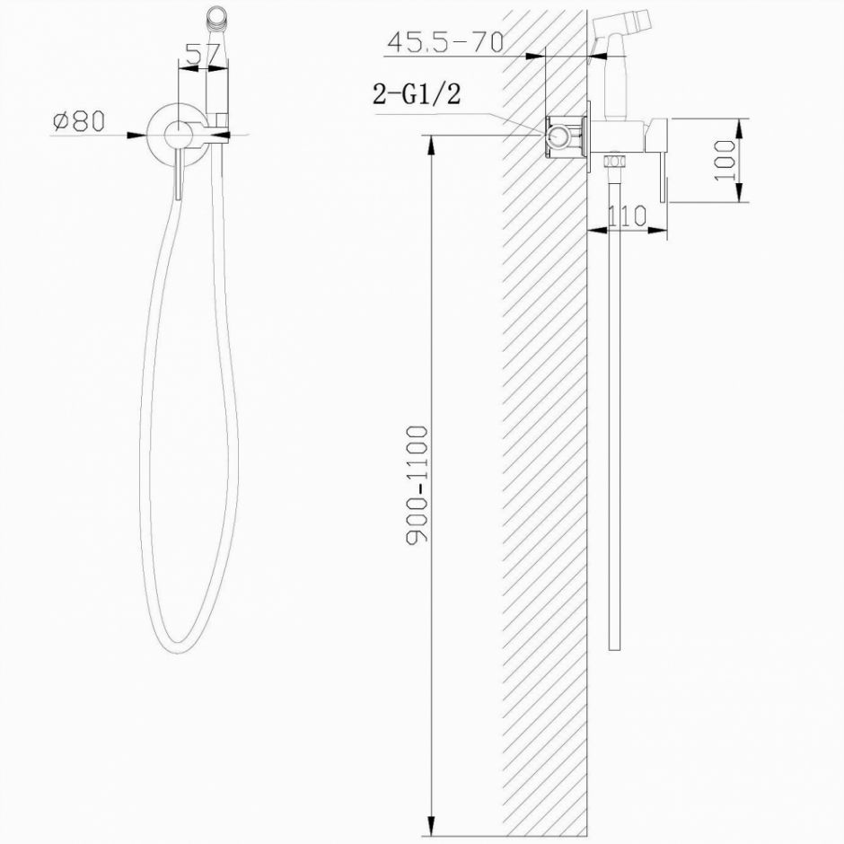 Смеситель ABBER Wasser Kreis AF8125NG с гигиеническим душем, никель ФОТО