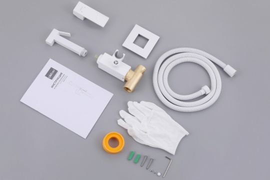 Смеситель ABBER Daheim AF8226W с гигиеническим душем,белый матовый схема 5