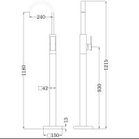 Смеситель ABBER Wasserfall AF8640SP напольный для раковины, сатин схема 2