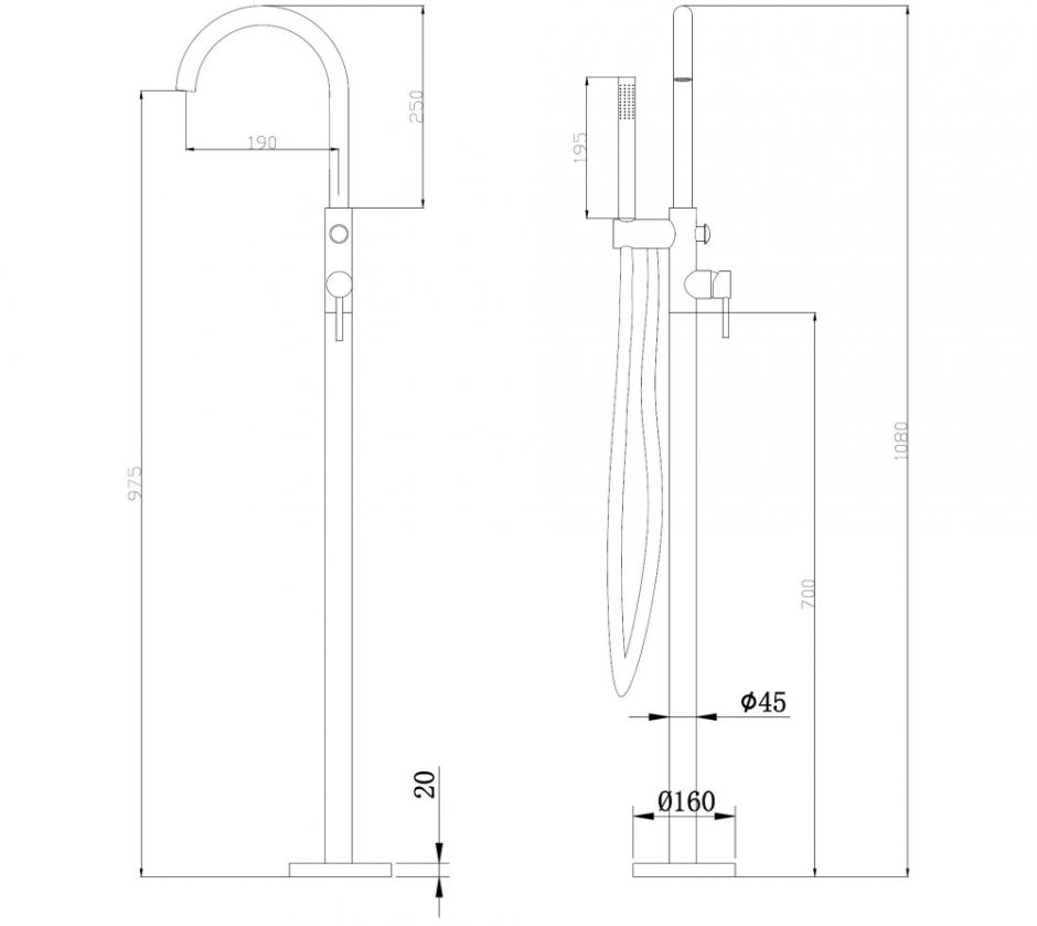 Смеситель ABBER Wasser Kreis AF8115NGN напольный для ванны, никель ФОТО