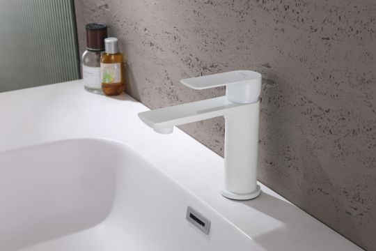 Смеситель ABBER Weiss Insel AF8010FW для раковины, белый матовый схема 3 Смеситель ABBER Weiss Insel AF8010FW для раковины, белый матовый схема 3