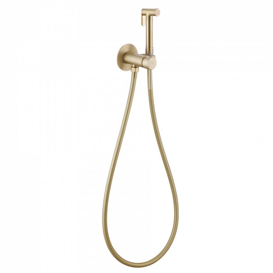 Смеситель ABBER Wasser Kreis AF8125G с гигиеническим душем, золото матовое ФОТО