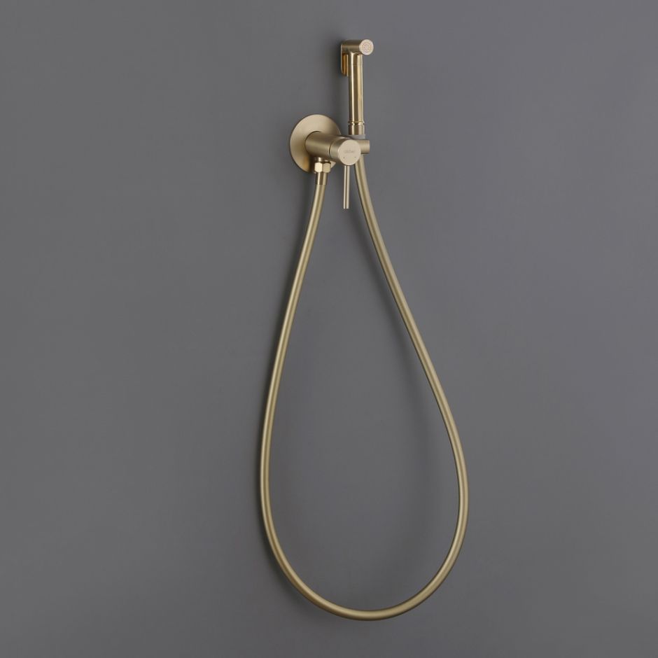 Смеситель ABBER Wasser Kreis AF8125G с гигиеническим душем, золото матовое ФОТО