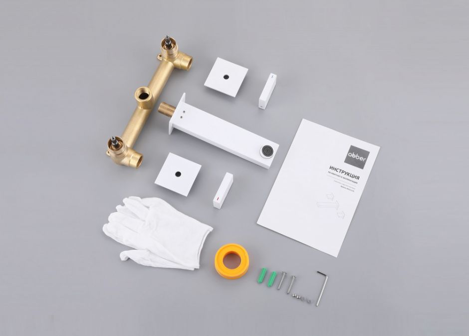 Смеситель ABBER Daheim AF82122W для раковины скрытого монтажа, белый матовый ФОТО