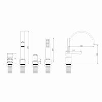 Смеситель ABBER Wasserfall AF8613G на борт ванны, золото матовое схема 2