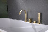 Смеситель ABBER Wasserfall AF8613G на борт ванны, золото матовое схема 3