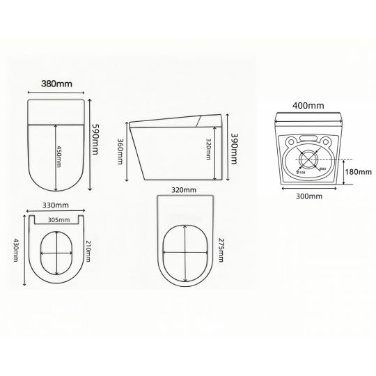 Электронный унитаз-биде ABBER Bequem AC1120S подвесной белый схема 2
