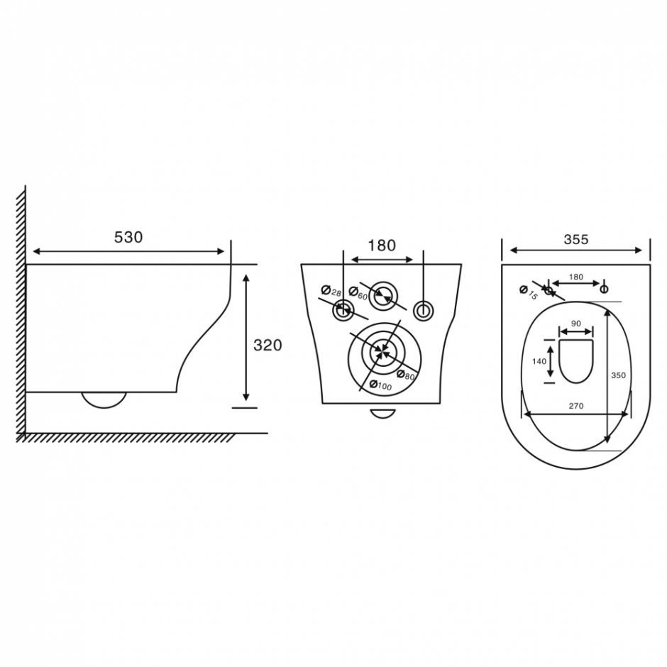 Унитаз ABBER Bequem AC1128 подвесной белый, безободковый, смыв торнадо ФОТО